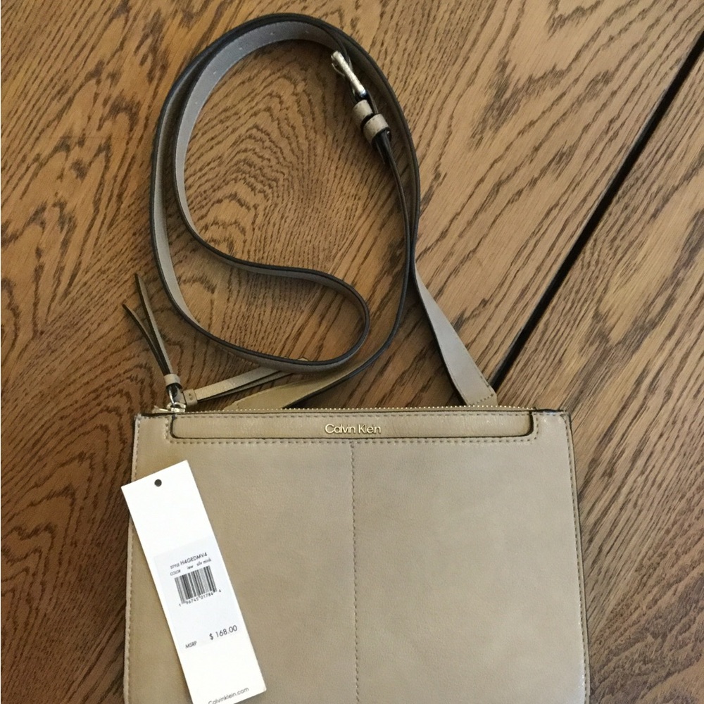 Calvin Klein Taupe Crossbody Bag with Adjustable Strap